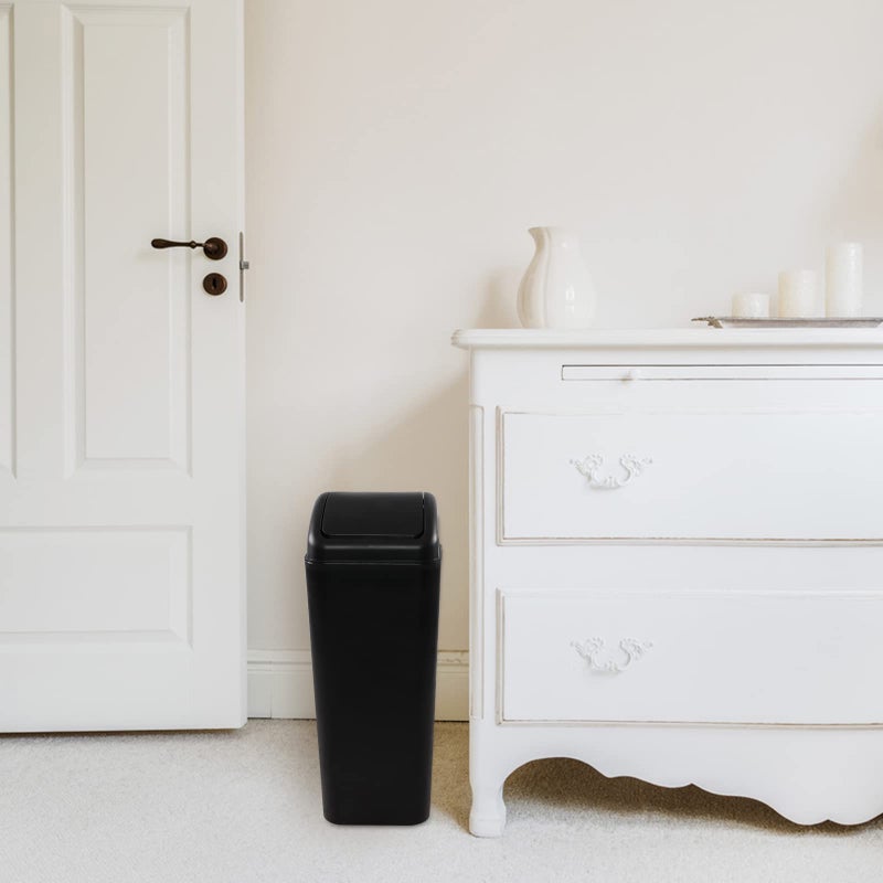 Ramddy 3.5 Gallon Plastic Slim Trash Can, Black Modern Wastebasket, 14 Liter Commercial Garbage Bin - Image 2
